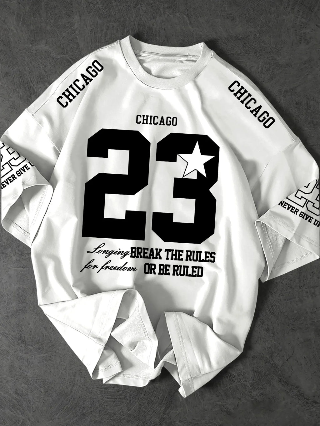 Printed T-shirt for Men New Summer Fashion Chicago 23 Star Vintage Sports Printed Tee Machine Washable S-XXL