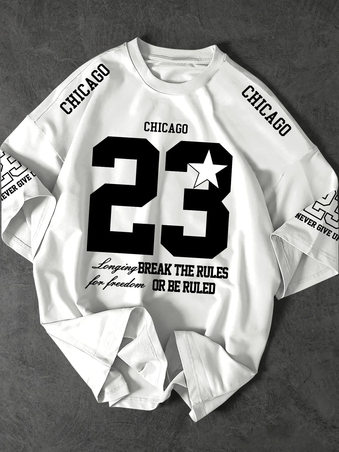 Printed T-shirt for Men New Summer Fashion Chicago 23 Star Vintage Sports Printed Tee Machine Washable S-XXL