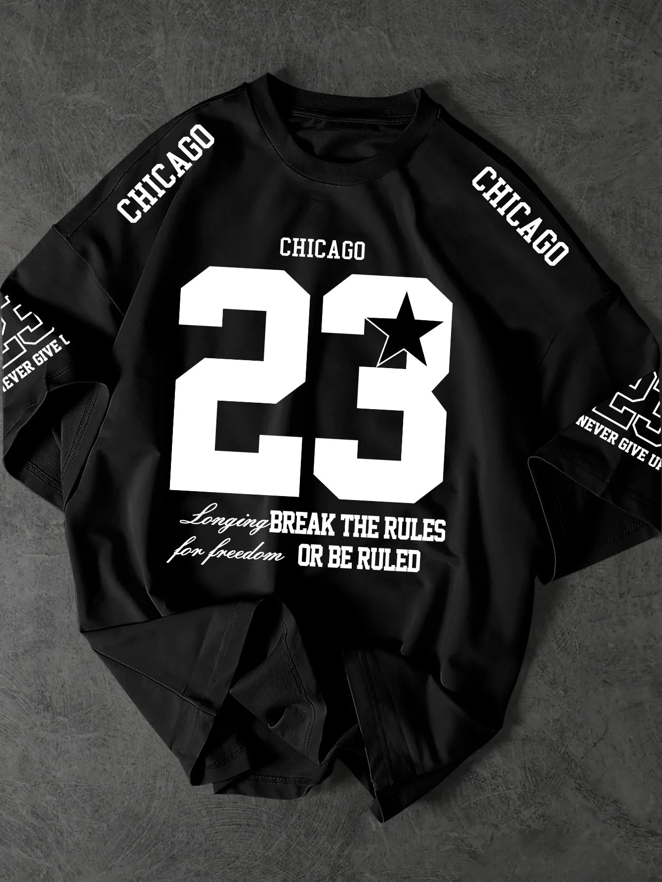 Printed T-shirt for Men New Summer Fashion Chicago 23 Star Vintage Sports Printed Tee Machine Washable S-XXL