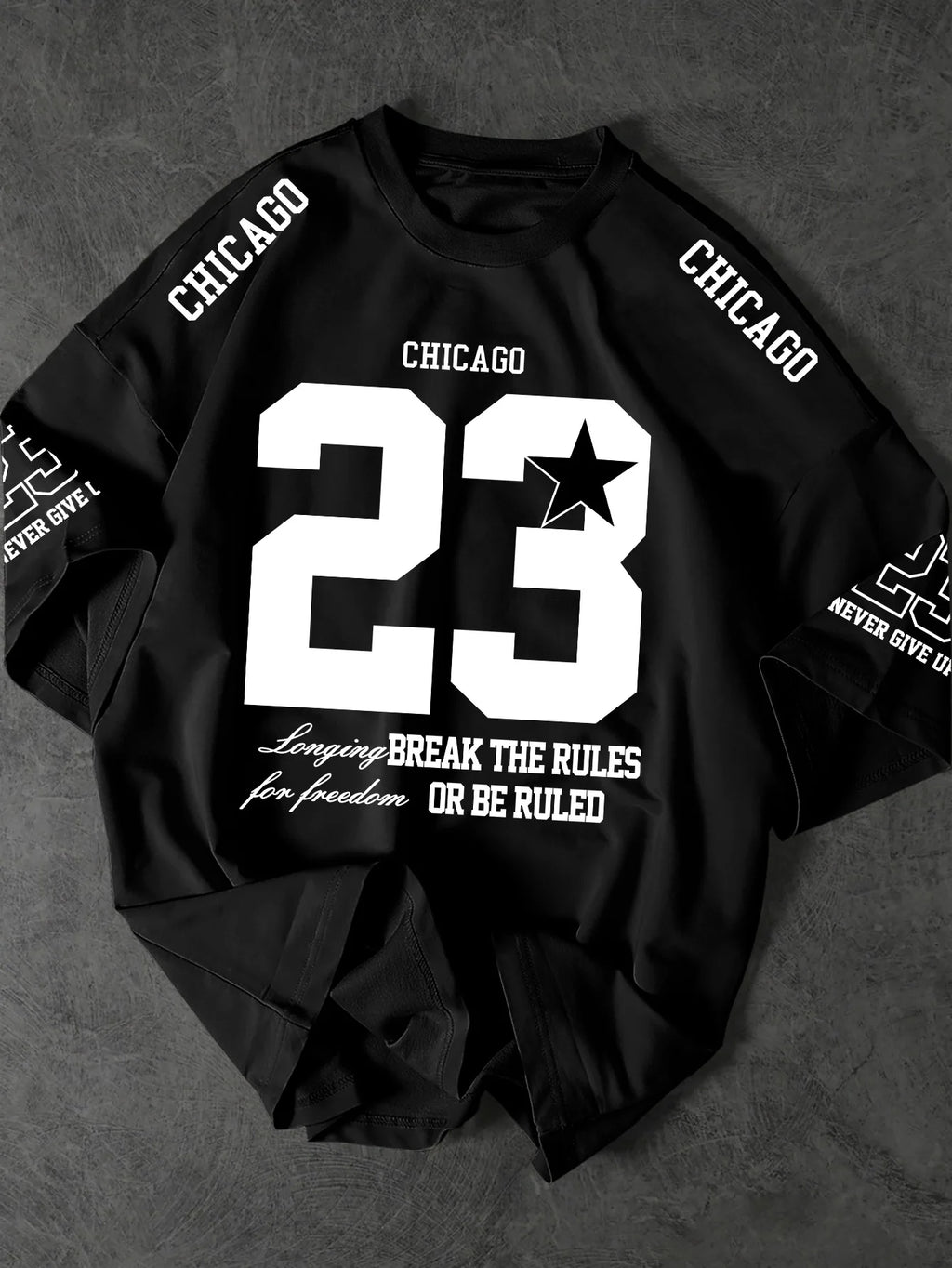 Printed T-shirt for Men New Summer Fashion Chicago 23 Star Vintage Sports Printed Tee Machine Washable S-XXL