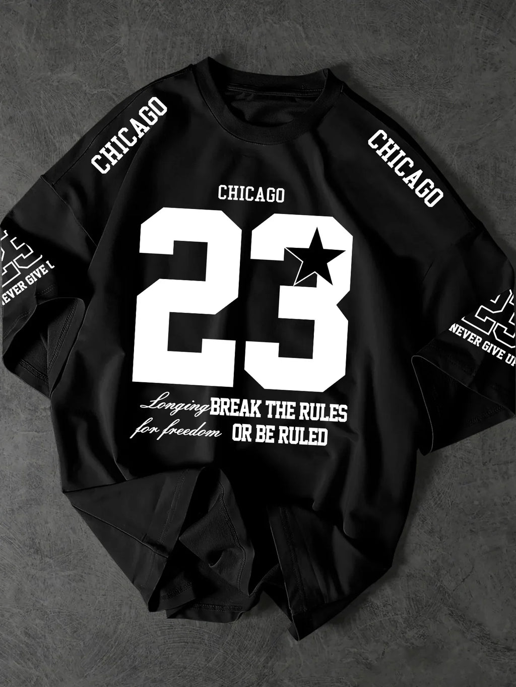 Printed T-shirt for Men New Summer Fashion Chicago 23 Star Vintage Sports Printed Tee Machine Washable S-XXL