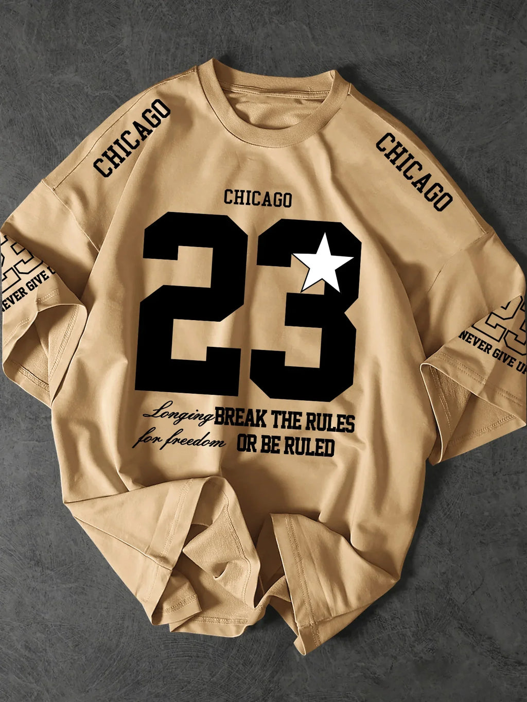 Printed T-shirt for Men New Summer Fashion Chicago 23 Star Vintage Sports Printed Tee Machine Washable S-XXL