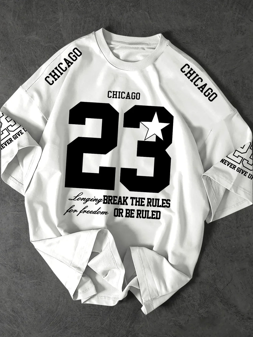 Printed T-shirt for Men New Summer Fashion Chicago 23 Star Vintage Sports Printed Tee Machine Washable S-XXL