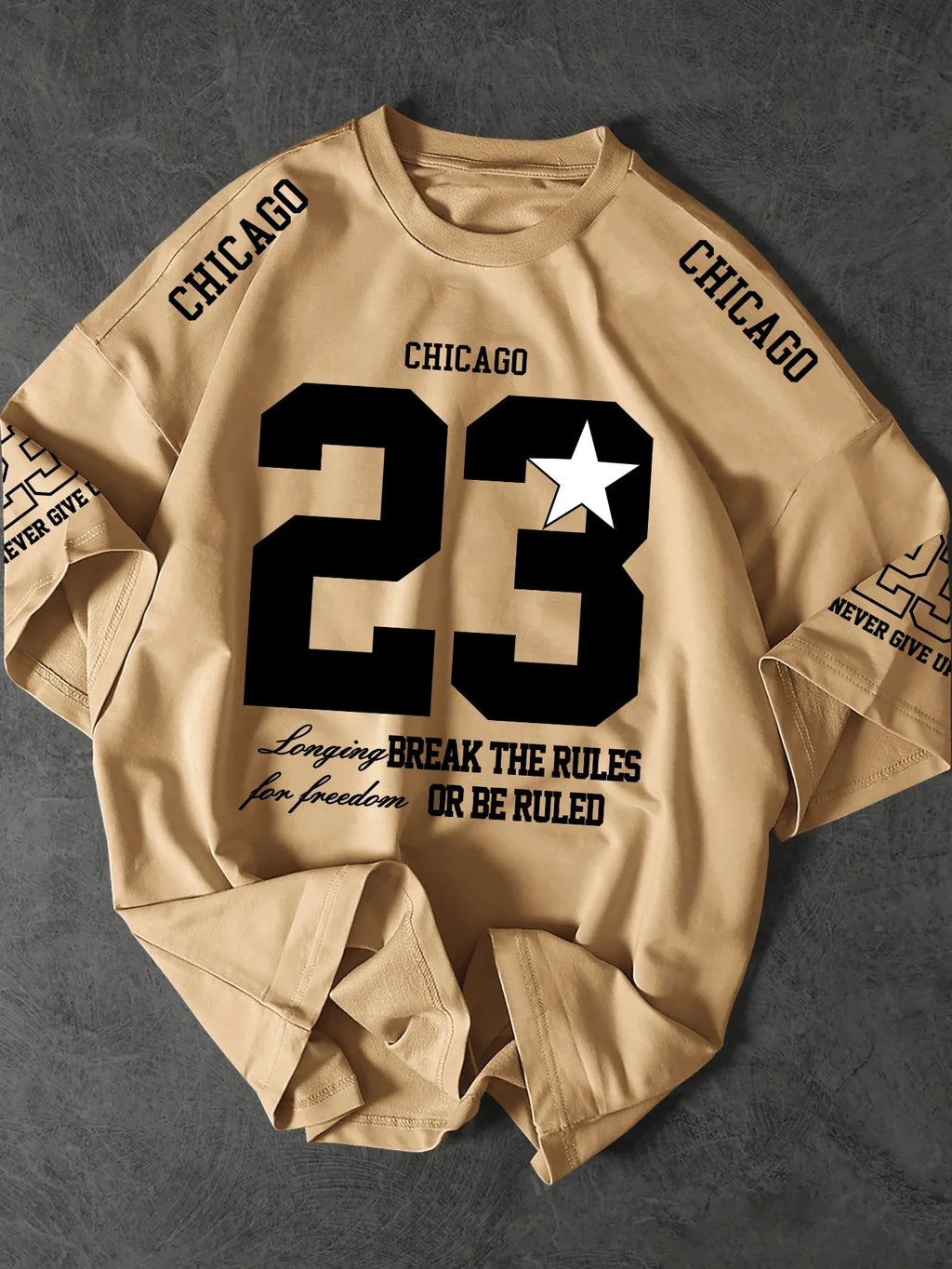 Printed T-shirt for Men New Summer Fashion Chicago 23 Star Vintage Sports Printed Tee Machine Washable S-XXL