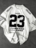 Printed T-shirt for Men New Summer Fashion Chicago 23 Star Vintage Sports Printed Tee Machine Washable S-XXL