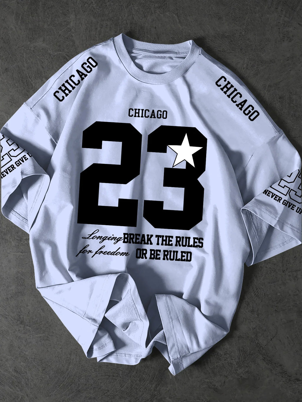 Printed T-shirt for Men New Summer Fashion Chicago 23 Star Vintage Sports Printed Tee Machine Washable S-XXL